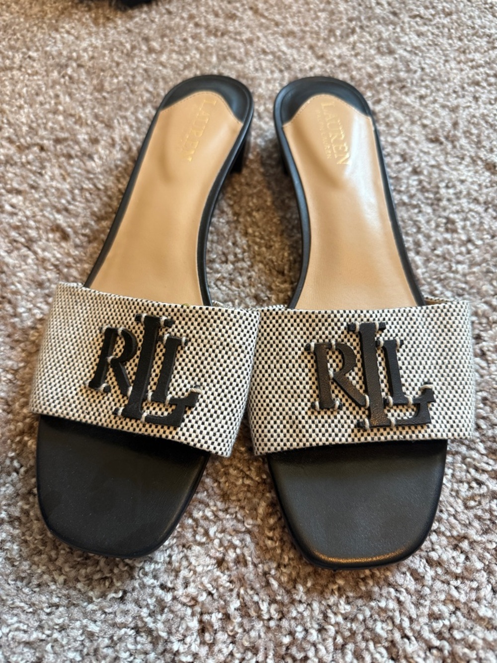 Lauren Ralph Lauren Fay Canvas & Leather Sandals 9.5